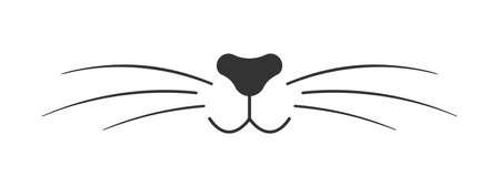 Dog or cat nose, mouth and whiskers. Signboard design for pet grooming and bathing salon or domestic animals store isolated on white background. Vector graphic illustrationのイラスト素材