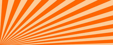 Sunrise or sunset rays pattern. Manga book page design. Orange radial lines coming from corner. Circus, festival or carnival background. Vector cartoon illustrationのイラスト素材