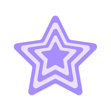 Repeating star icon in y2k retro style. 2000s design object in pastel purple colors. Cute girly vintage sticker isolated on whiyte background. Vector flat illustrationのイラスト素材