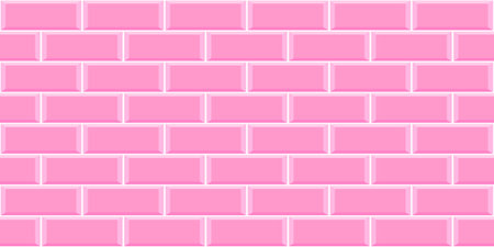 Pink subway tile seamless pattern. Metro stone brick wall background. Kitchen backsplash, baby girl room, bathroom shower or floor texture. Interior or exterior decoration design. Vector illustrationのイラスト素材