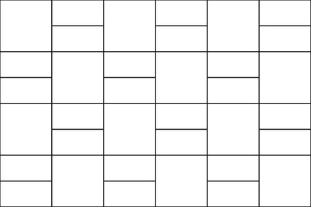 Basket weave tile background. Sidewalk texture. Stone or ceramic brick wall surface. Kitchen backsplash mosaic layout. Shower, bathroom or toilet floor decoration. Vector outline illustrationのイラスト素材