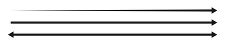 Horizontal long straight arrow signs. Black pointer, direction, position symbol and double arrow icon isolated on white background. Vector graphic illustration.のイラスト素材