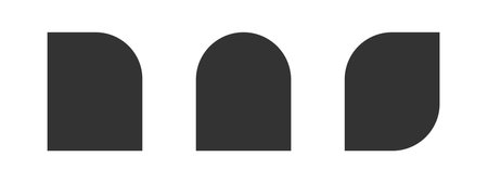 Set of arch, semiarch and leaf shapes. Elegant minimalist templates in art deco style for wedding invitation or greeting cards, business brochures, event or party banners. Vector graphic illustration.のイラスト素材