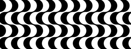 Vertical Copacabana sidewalk pattern. Famous beach promenade in Rio de Janeiro. Brasilian symbol. Repeating black and white undulated texture in Portuguese pavement style. Vector graphic illustration.のイラスト素材