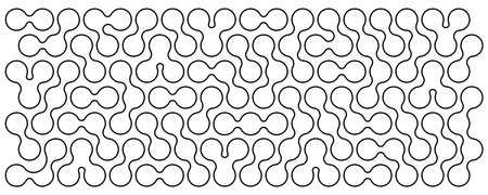 Meta balls pattern. Amorphous shapes background. Organic blobs, fluid drops, cells or molecules isolated on white background. Trendy abstract wallpaper. Vector outline illustration.のイラスト素材