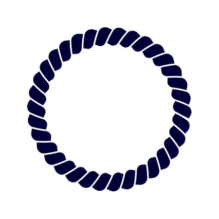 Round rope frame isolated on white background. Thread, twine, jute or cable decoration elements. Maritime, yacht or nautical style ornament. Vector graphic illustration.のイラスト素材