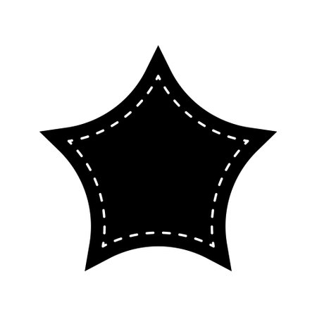 Star shape with dotted stitches. Empty tag, patch, sticker, text box or price label isolated on white background. Vector graphic illustration.のイラスト素材