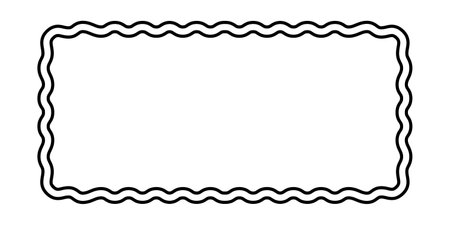 Double rectangle frame with scalloped edges. Rectangular shape with curvy borders. Empty text box or speech bubble, tag or label isolated on white background. Vector graphic illustration.のイラスト素材