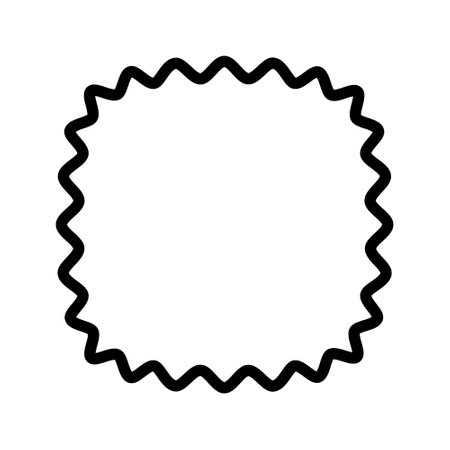Wavy squircle or square with rounded borders frame. Simple geometric wiggly shape isolated on white background. Empty tag or box template with empty space. Vector graphic illustration.のイラスト素材