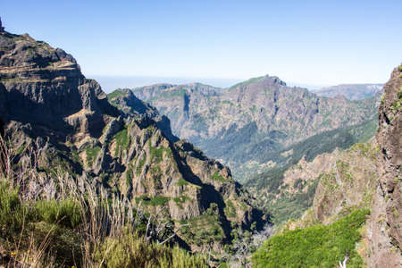 Madeira mountain landscape spectacular view horizon blue sky outdoor traveling concept
