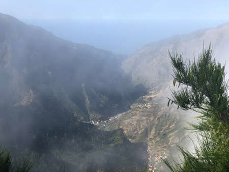 Island of Madeira, Portugal horizon view and spectacular view of the nearly 2000m high mountains in...
