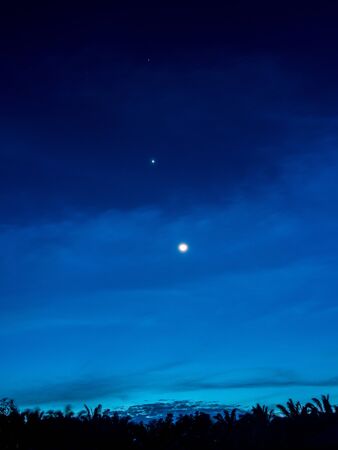 the star  close to the moon,2 starsの写真素材