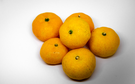 Orange is a fruit that can be eaten with anything delicious, orange on a white background, orange meat, milk, orange juice.の写真素材