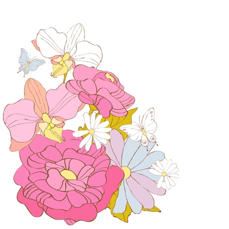 flowers card vectorのイラスト素材