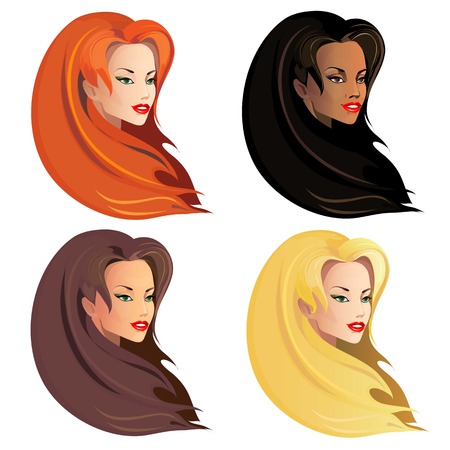 Set of beautiful woman のイラスト素材