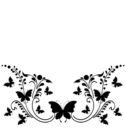 black butterflies,isolated on a whiteのイラスト素材