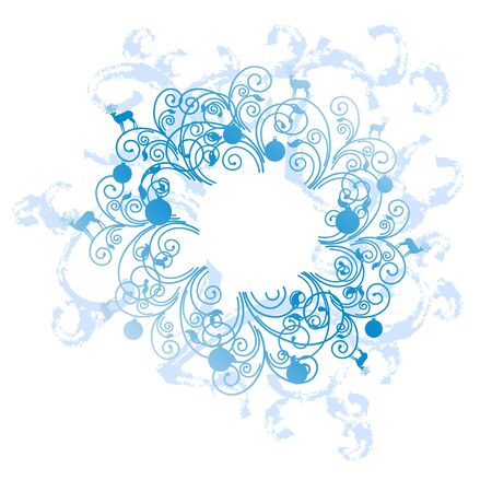 Christmas wreath, blueのイラスト素材