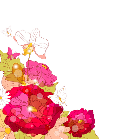 beautiful pink flowers , on a whiteのイラスト素材