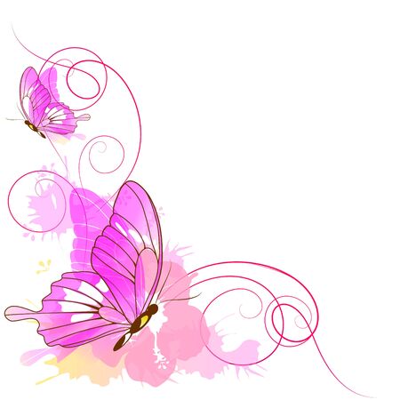 Pink butterflies,watercolor, isolated on a whiteのイラスト素材