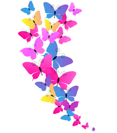 beautiful color butterflies,set, isolated  on a whiteのイラスト素材