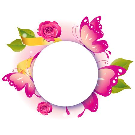 beautiful pink butterflies, isolated  on a whiteのイラスト素材