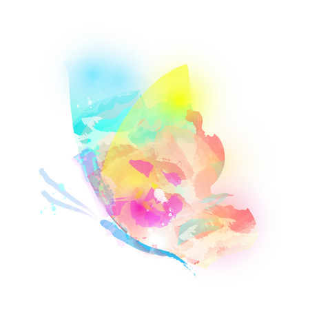 beautiful pink butterfly,watercolor,isolated on a whiteのイラスト素材