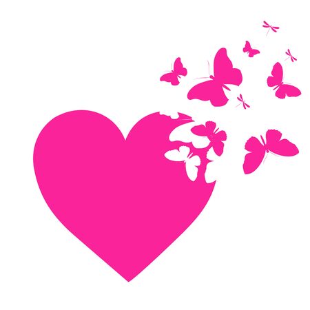 pink heart, on a whiteのイラスト素材