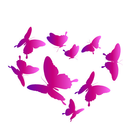 beautiful pink butterflies, isolated  on a whiteのイラスト素材