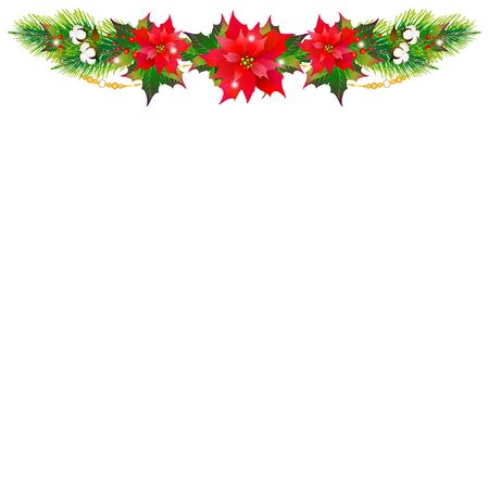 Christmas set with poinsettia  isolated on a whiteのイラスト素材
