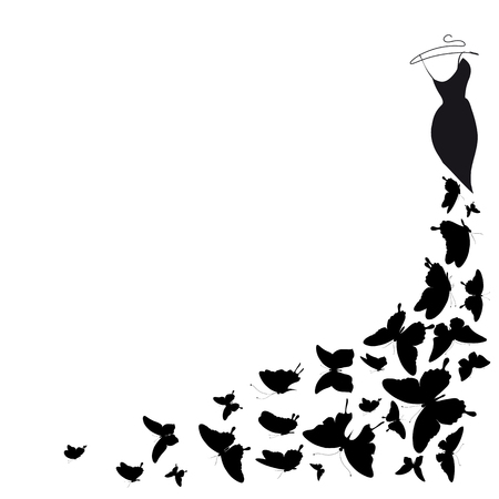 Wedding dress design in black and whiteのイラスト素材