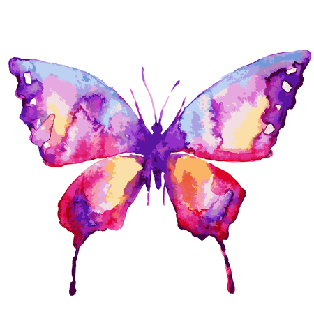Beautiful pink butterfly watercolor vector illustrationのイラスト素材