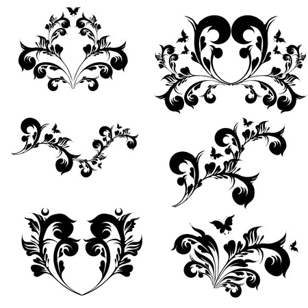 art deco swirls, setのイラスト素材