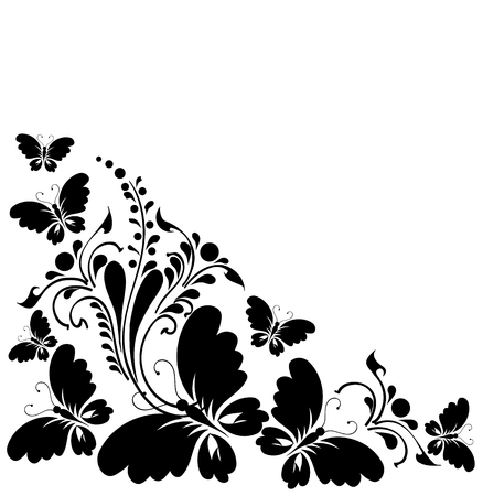 black butterfly, isolated on a whiteのイラスト素材