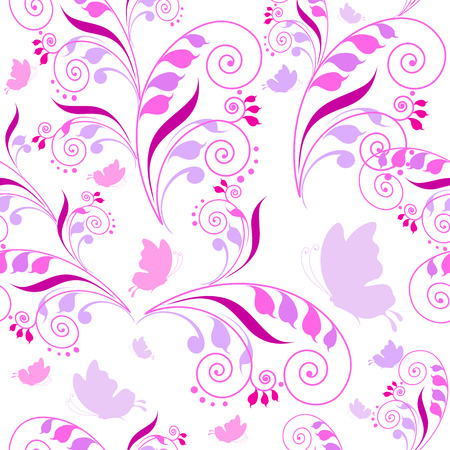 beautiful pink butterflies, isolated  on a whiteのイラスト素材