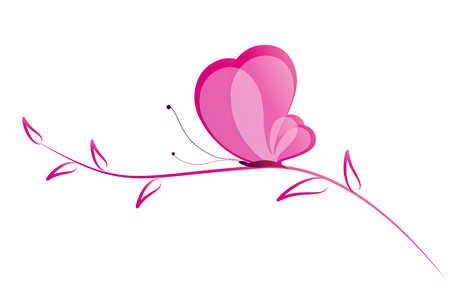 beautiful pink butterflies, isolated  on a whiteのイラスト素材