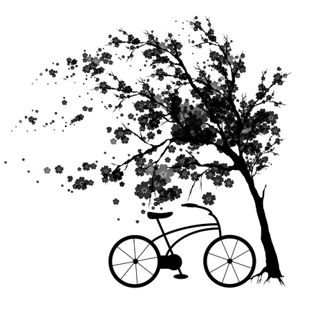 black autumn,flowers tree , on a whiteのイラスト素材
