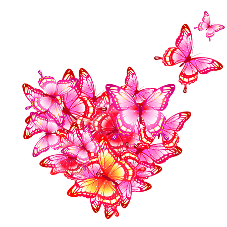 red heart, butterflies, valentine cardのイラスト素材