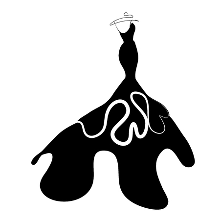 wedding dress design, black and whiteのイラスト素材