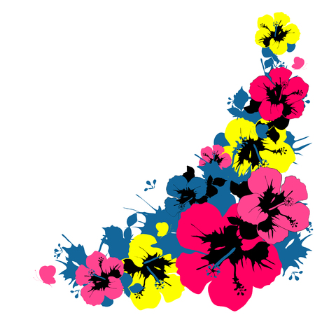 beautiful red flowers ,butterflies, on a whiteのイラスト素材
