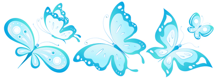 beautiful blue butterflies, isolated  on a whiteのイラスト素材