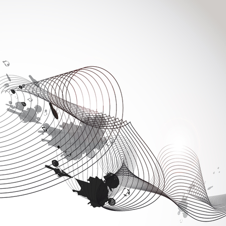 abstract black waves, lines,  on a whiteのイラスト素材