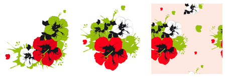 Hawaiian flowers, exotic plants, isolated on a whiteのイラスト素材