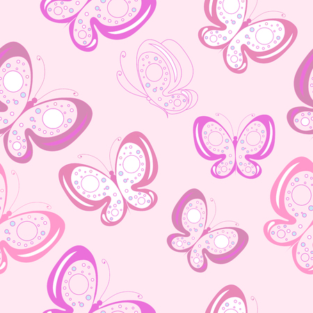 beautiful pink butterflies, isolated  on a whiteのイラスト素材