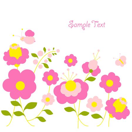 Pink flowers tree, spring blossom,  on a whiteのイラスト素材