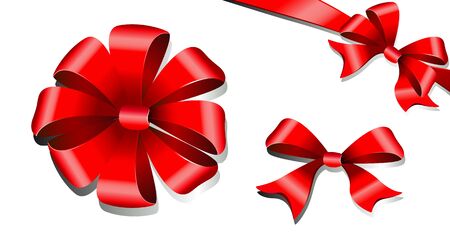 Red gold bow, ribbons, isolated on a whiteのイラスト素材
