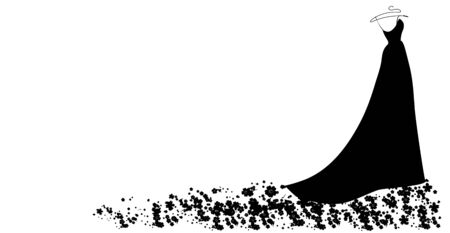wedding dress design, black and whiteのイラスト素材