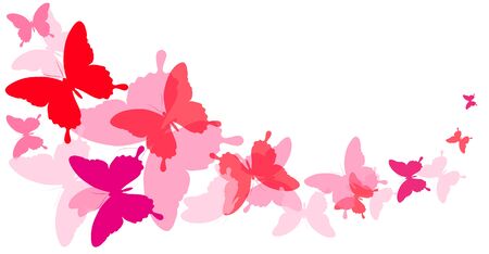 beautiful pink butterflies, isolated  on a whiteのイラスト素材