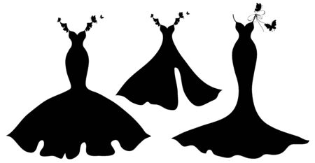 wedding dress design, black and whiteのイラスト素材