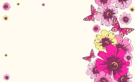 beautiful pink flowers , on a whiteのイラスト素材