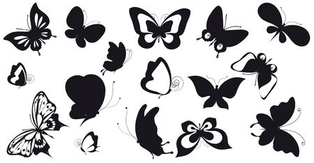 black butterfly, isolated on a whiteのイラスト素材